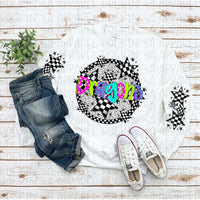 Custom Neon Checkered Mascot Tee