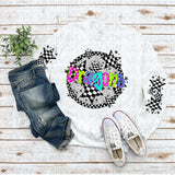 Custom Neon Checkered Mascot Tee
