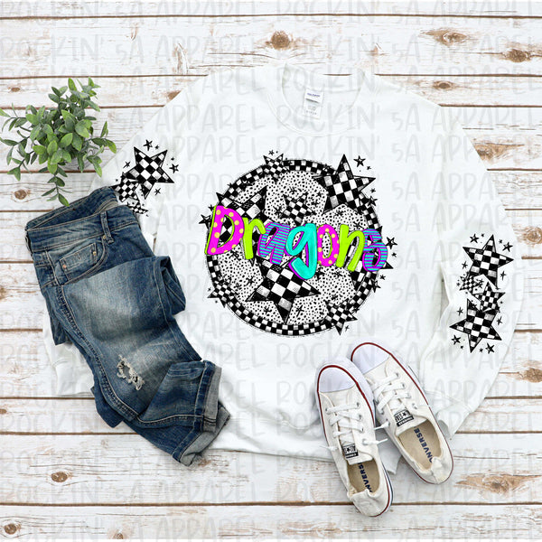Custom Neon Checkered Mascot Tee